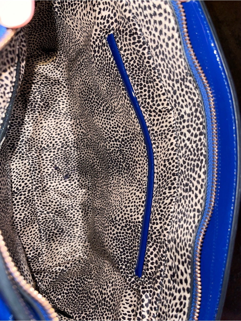 Blue Crocodile-Embossed Patent Tote Bag with Lock Accent - Picture 11 of 12